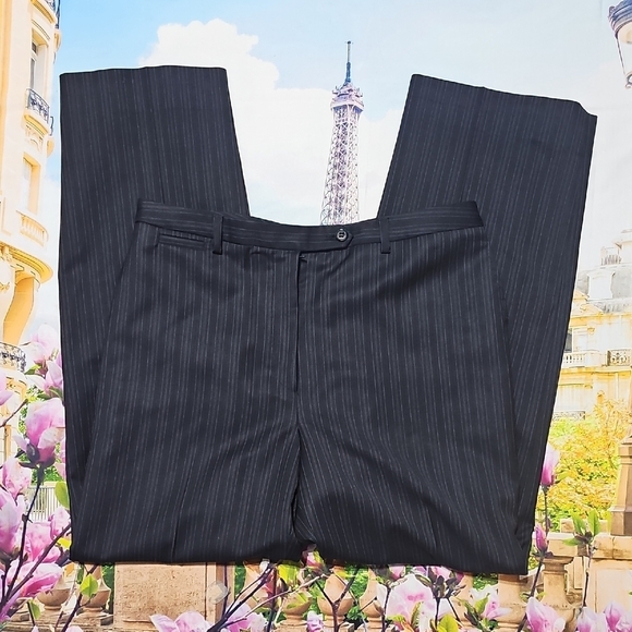 Belvest Pinstripe High Waisted Dress Pants Size 44 Italy - Picture 1 of 5